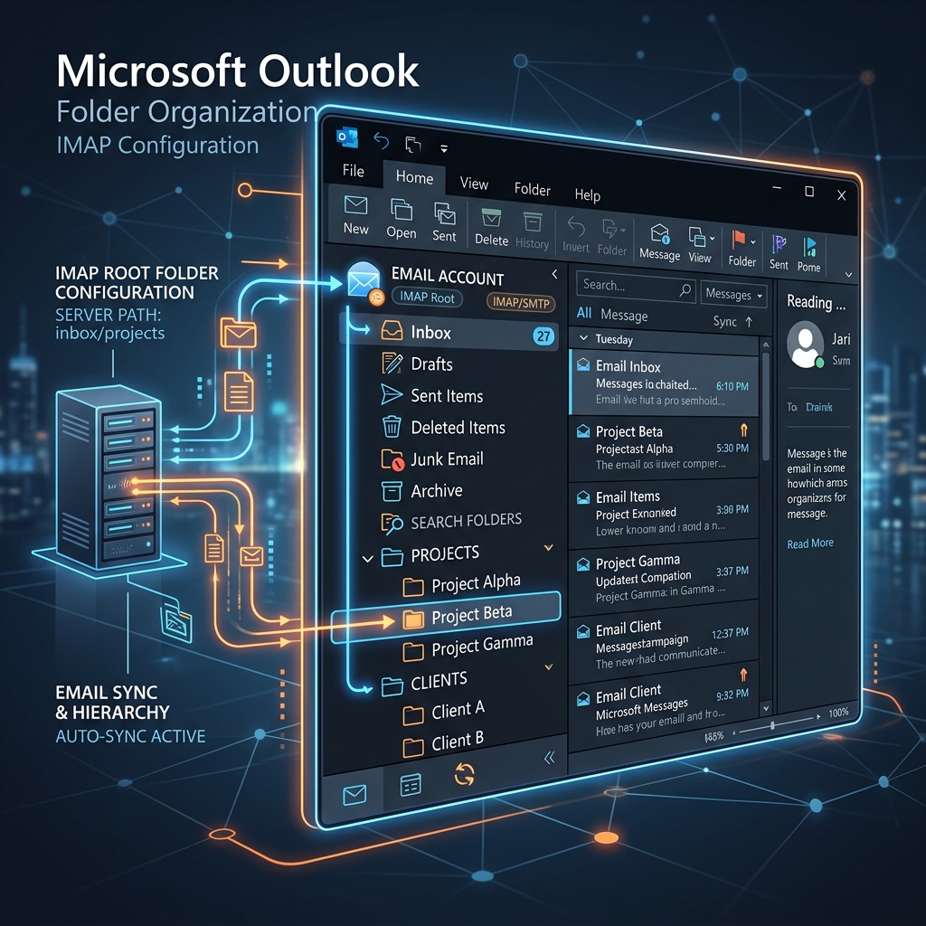 Outlook Gmail kök klasör yolu ayarı Türkçe anlatım görseli